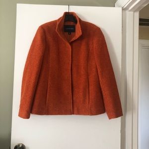 🆕 NWOT WOMENS LANDS END WOOL COAT IN ORANGE